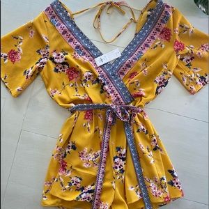 Francesca’s Trixxi Floral Romper ( Mustard Color)